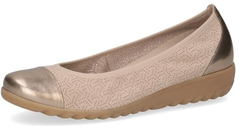 CAPRICE Damen Ballerinas aus Leder Runde Spitze, Beige (Sand Comb), 41 EU
