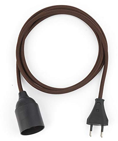 1.8m Plug-In Lampe BRAUN, Textilkabel mit Lampenfassung aus Thermoplast (GLATTMANTEL) mit Eurostecker