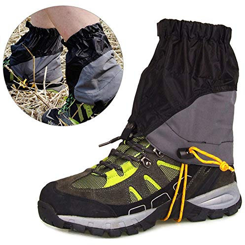 VIONNPPT 1 Paar Ski Gamaschen Außen Silicon Beschichtet Nylon wasserdichte Ultraleicht Gamaschen Beinschutz Wandern Klettern Trekking (Schwarz)