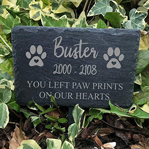ukgiftstoreonline Memorial Plaque For Pet Dog - Personalised Dogs Grave Stone Slate Marker