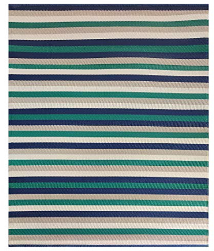 LEDSA MART Indoor/Outdoor Reversible Plastic Rug | Perfect for Patio, Decking, Terrace, Balcony, Hall, Kitchen, Garden, Picnic | UV, Stain And Water Resistant | (Blue & White, 120x180cm)