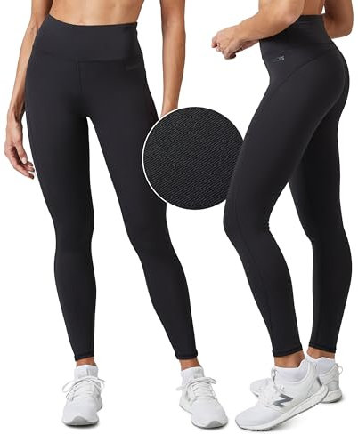 Snocks High Waist Leggings Lang Damen - Sport mit Bauchkontrolle und Anti-Squat - Blickdichte Sporthose - Super Dehnbar - Push Up Sportswear ideal für Yoga, Laufen, Gym - Gr.S, Farbe Schwarz