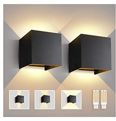 Lureshine 2 Pièces Applique Murale Ampoules G9 Remplaçables Angle de Rayonnement Réglable Lampe Murale Interieur Blanc Chaud 3000K Lampe Exterieur en Aluminium IP65 pour Chambre Salon Escalier