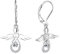 FJ Damen Schutzengel Ohrringe 925 Sterling Silber Hängend Weiß Zirkonia April Geburtsstein Schmuck Geschenke für Frauen Mädchen
