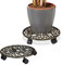 Relaxdays Porte-Plantes à roulettes, Lot de 2, Fonte, Support Pot de Fleurs, 4 Roues, D: 33,5 cm, Rond, Design antiquités, Bronze