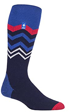 HEAT HOLDERS SOCKSHOP Mens 1.0 TOG Slalom Adventure Ultra Lite Ski Socks Pack of 1 Navy Zig Zag 6-11