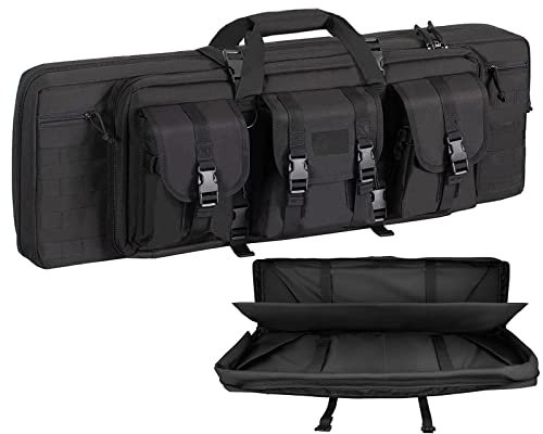 DFANCE Langwaffentasche Futteral Wasserdicht Waffentasche Gewehrtasche 2 Langwaffen Gewehrfutteral Abschließbar,Multifunktionale Gewehr Weichkoffer,Lagerung Transport,Schwarz,118cm/46.5cm