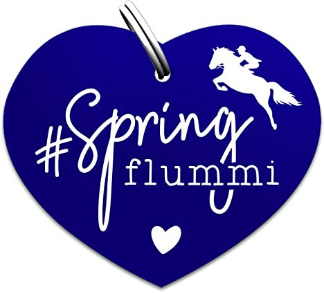 Soulhorse Marke Pferd Pony Hunde Glücksmarke Pferdemarke Gücksbringer Schutzengel Sattel Herz Trense Zaumzeug Vorderzeug Schlüsselanhänger Talisman für Tiere und Menschen (Springflummi, Blau)