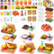 50 Pieces Dollhouse Miniature Fast Food Accessories Set Mixed Resin Food Drink Mini Hamburger Fries Juice Milk Bread Jam Cup Doll Kitchen Pretend Play for 1:12 Dollhouse and Cake Toppers Decor