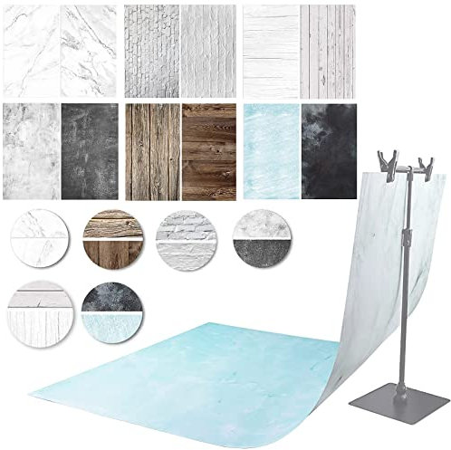 ZUOMIDIE Photography Background 6 Pieces 57 x 88 cm 2 in 1 Food Flat Lay Table Top Photography Double Sided Backgrounds for Gourmet, Cosmetics,Tableware,Blogger Online Shops Product