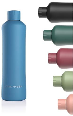 LARS NYSØM Trinkflasche Edelstahl 1000ml | Isolierflasche 1 Liter | Auslaufsichere Wasserflasche für Sport, Fahrrad, Hund, Kinder | Thermosflasche (Calypso Blue, 1000ml)