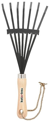 KOTARBAU® Mini rastrillo de Metal en Abanico, Rastrillos para Trabajos de jardinería, Rastrillo pequeño para Limpiar, mullir y Alisar el Terreno, Herramientas de jardín, Rastrillo de Mano de 7 púas