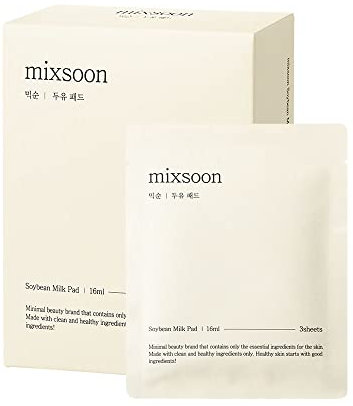 mixsoon Soybean Milk Pads, Korean Skincare, Feuchtigkeits- & Beruhigungspads mit fermentiertem Sojaextrakt, Dual-Textur Peeling & Straffende Pflege, Für alle Hauttypen (10 Stk.)