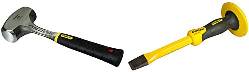 Stanley 1-56-001 Fatmax Anti Vibe Lump / Club Hammer 3lb - STA156001 & 418332 FatMax Cold Chisel 1 x 12-Inch with Guard