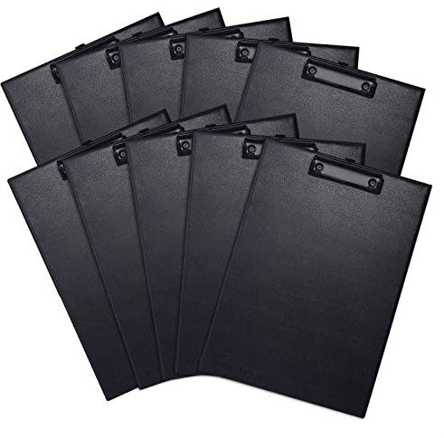 COSHEHKG 10 Stück Klemmbrett A5, Clipboard Set Schreibbrettmit Metallclips Klemmbrett Schwarz Zwischenablage für Notizen, Formulare, Dokumente und Schule, Büro, Menü, Klassenzimmer, Malerei