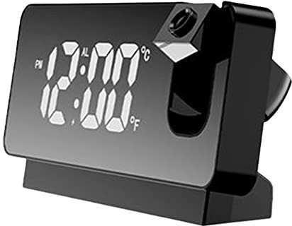 URPIZY Projection Alarm Clock,LED Digital Projector Projection Snooze Dual Alarm Clock FM Radio Timer 180° Rotable Projection for Bedrooms, Home,