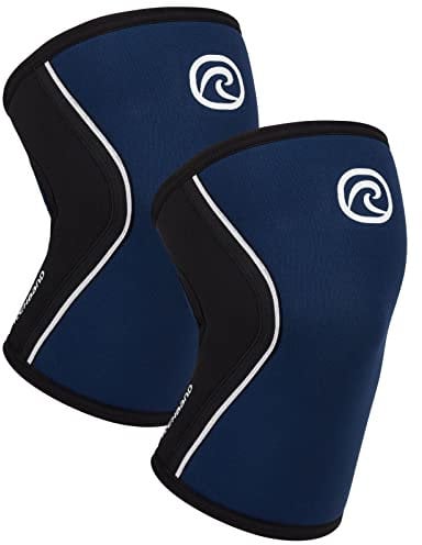Rehband Rodillera Vendaje Fuerza Sport, Rodillera para Cross Fit & Entrenamiento Pesado Fabricada en Neopreno de 5 mm, Unisex, Color:Azul Marino - 1 Par, Talla:M