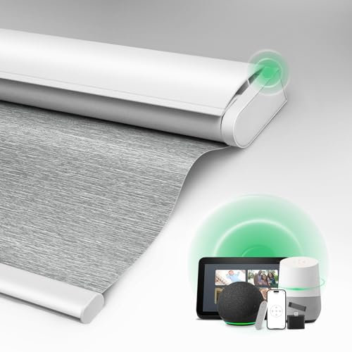 Tende motorizzate con telecomando, tenda elettrica 100% oscurante per finestre, tende automatiche intelligenti a rullo senza fili, grigio, 58,4 cm di larghezza x 182,9 cm di altezza