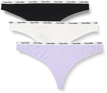 Calvin Klein Femme Lot de 3 Strings (Ff) Tangas, Multicolore (Black/White/Pastel Lilac), XXL