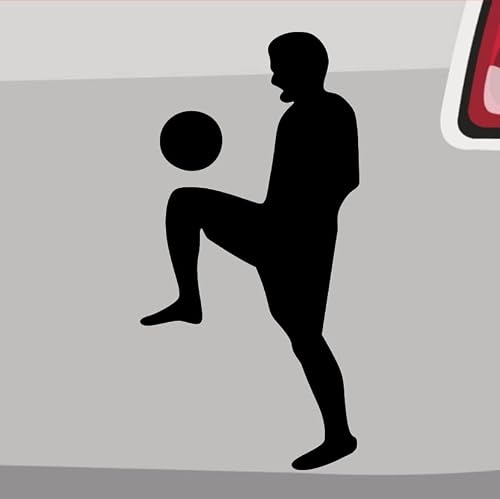 Generisch Fußballspieler mit Ball Aufkleber Sticker Sport Kicken Gefühl Tor Feld 10x5cm Farbe: Schwarz