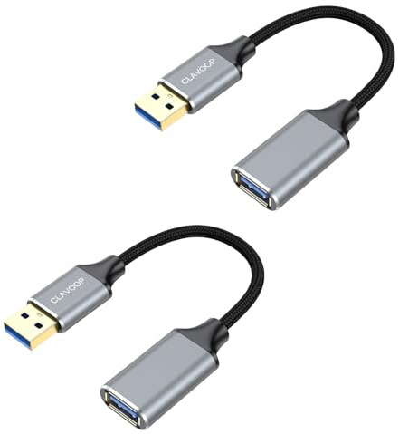 CLAVOOP Short USB Extension Cable 6 inch 2Pack, USB A 3.0 Extender Cord
