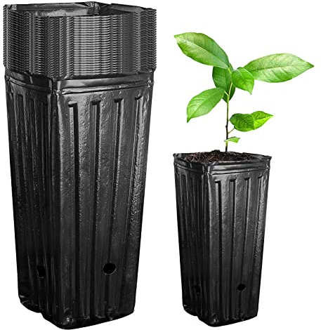 Vasi per Piante da Vivaio, Confezione da 20 Vasi per Alberi Alti e Profondi in Plastica da 7,8 Pollici, Contenitori Riutilizzabili per Piantine Profonde, Contenitori per Fiori con