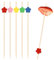 EXNIMA, 50, 100 y 300 Piezas Palillos de Cóctel, 12cm, Pinchos Decorativos Cócteles, Palillos para Fruta o Aperitivos, Ecológicos para Cocktail, Bambú, Fiestas, Canapés, Catering, Manualidades, Flor.