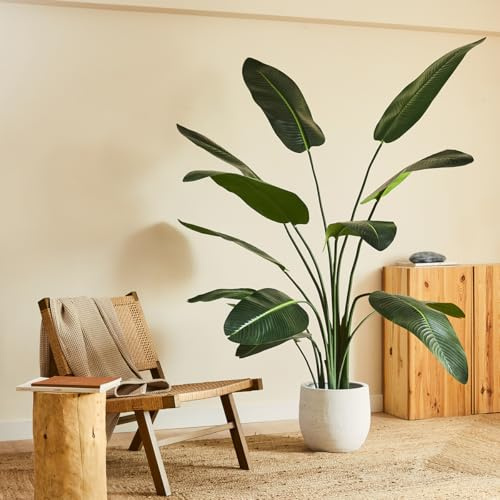 BLAINE | Strelitzia 160 cm | Plantas Artificiales Decorativas | Planta Artificial Grande | Plantas Artificiales para Interior/Exterior | Planta Artificial Realista Decorativa para Casa | Sin Cuiados