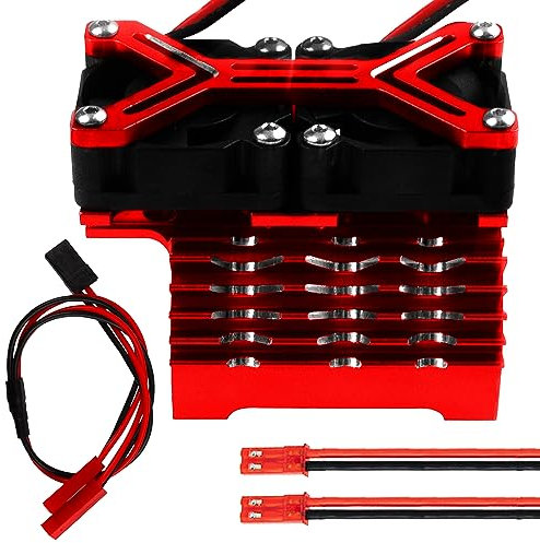 Vgoohobby Motor Heatsink Dual Cooling Fan 40-42mm Compatible with 1/7 1/8 Arrma Traxxas RC Car Fit 4068 4074 4082 4268 4274 Motors (Red)