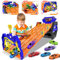 VATOS Upgraded 5-Track Transport Truck Toy Cars for Boys Ages 3-8, Portable Race Track Set with 5 Race Cars Carrier Truck Vehicles Toy Set for Kids
