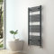 S'AFIELINA Towel Rail Radiator 1200 x 500 mm, Anthracite Towel Radiator Heated Towel Rail Central Heating Radiator Designer Towel Radiator Modern Straight Ladder Bathroom Warmers