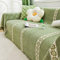 Gualiy Sofa Bezug 180x420cm, Blumen Reben mit Fransen Couch Überzug 4 Sitzer Sofabezug Antirutsch Grün Sofa Überzug für Schlafzimmer