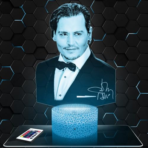 Nachttischlampe J.Depp deko Schauspieler. Geschenkidee Mann Frau objekt J.Depp Nachtlicht Erwachsene deko Zimmer. originell TOP