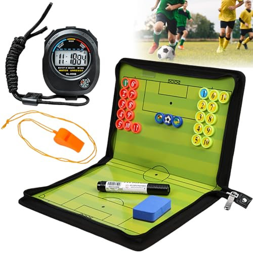 Molbory Taktiktafel Fußball, 28 * 42cm Fussball Taktiktafel mit Pfeife Schiedsrichter Pfeifen für Fußballtrainer Magnetische Taktikmappe für Fussball für die Schulung Spielanalyse