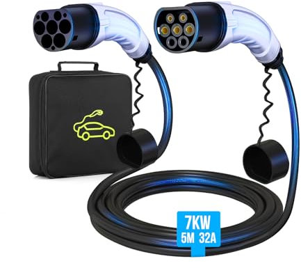 JMEST LEAD 32A 7KW 5M Type 2 EV Charging Cable with Storage Bag for Electric Cars and PHEV