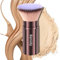 Pinceau de maquillage Kabuki rétractable, portable, sans défaut pour fond de teint, poudre, poudre bronzante, polissage, liquide, crème, sans cruauté envers les animaux avec couvercle (tête plate)