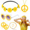 6 Stücke Hippie Damen Zubehör Set, 60er 70er Jahre Hippie Kostüm Zubehör mit Gänseblümchen Stirnband Sonnenbrille Friedenszeichen Halskette Ohrringe Armband Ring für Halloween Karneval Party(Gelb)