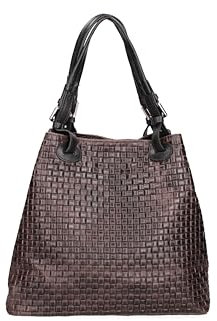 Gave Lux Shopper für Damen, echtes Wildleder, Handarbeit, Made in Italy, GLX228004723FBG, Altrosa, 32 x 29 x 17 cm, dunkelbraun