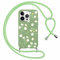 Xylota Handykette Handyhülle für iPhone 11 Pro 5,8 Hülle mit Band, Aesthetic Muster Blumen Case mit Kordel zum Umhängen, Weich TPU Dünn Silikon Stoßfest Schutzhülle Cover für iPhone 11 Pro, Grün