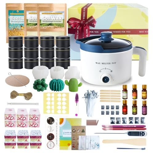 LINGQIAN Candle Making Kit for Adults - 2lb Soy Wax, DIY Maker Kit With Molds for Beeswax 1lb, Make Your Own Scented Candles at Home