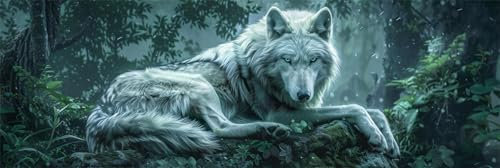 Peinture Numero Adulte, Loup Peinture par Numero Enfant Débutants, Animal Paint by Numbers Kits Activité Manuelle Loisirs Créatifs, Bricolage Peint à la Main Peinture à l'huile,Sans Cadre 70x210cm-524