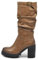 IF FASHION Stivali Arricciati Al Polpaccio da Donna In Pelle Sintetica Con Tacco Grosso Plateau Fibbia G693 khaki N.38