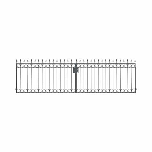 Metall Eisen Stahl Gartentor Hoftor Einfahrtstor Imperia-FT400/100S Feuer Verzinkt 400 cm 4m Doppelflügeltor Anthrazit Grau