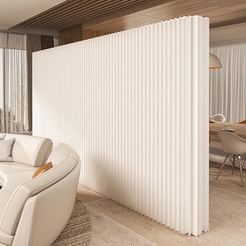HELLOpoper Room Divider Privacy Screen – Foldable & Free-Standing Kraft Paper, Transformable for Offices, Living Rooms, Beauty Salons (white, H2m*L3m)
