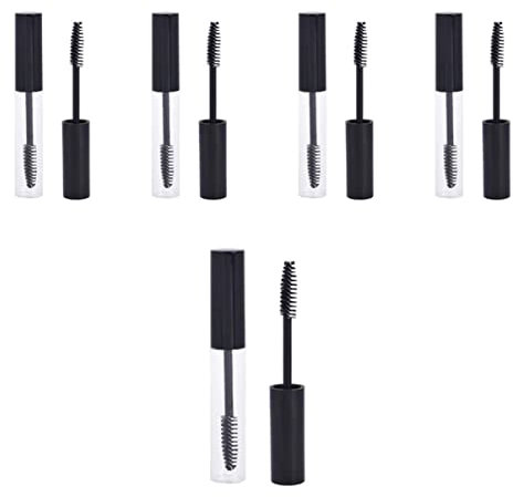 TOVINANNA 5 Stück 10ml Nachfüllbare Mascara Fläschchen mit Bürste Kunststoff Auslaufsicher Tragbar für Schminke und Wimpernbehälter