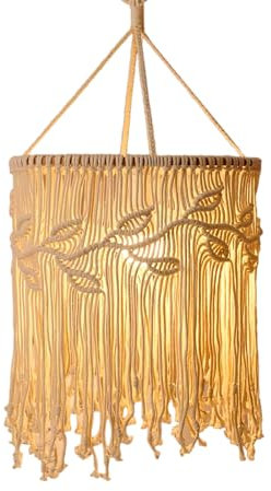 Makramee-Lampenschirm, Schlafzimmer Wohnzimmer Kinderzimmer Wohnheim BöHmische Wohnkultur, hängende Lichtabdeckung für Büro, Kinderzimmer, Zuhause, 35 cm x 30 cm