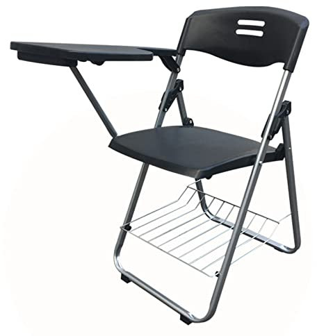 Trainingsstuhl mit Klapptisch für Konferenzraum, integrierte Schreibtafel, schwarz.