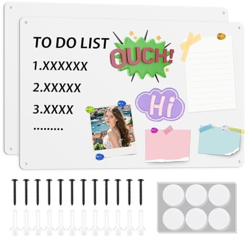 ALANGDUO 2 Stück Magnettafel Magnetboard aus Metall, 42 X 30cm Edelstahl Magnetisch Tafel Klein, Magnettafel Küche Selbstklebend, Magnetwand für Tafel Büro Küche Kühlschrankm, Weiß