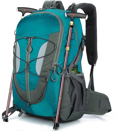 OUUTMEE Mochila de senderismo 30L/40L con cinturón de cadera para trekking y senderismo, para hombres y mujeres, equipaje impermeable, azul, 30 L