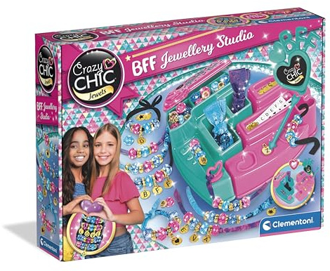 Crazy Chic BFF Schmuck-Atelier - Bastelset für personalisierte DIY Armbänder & Halsketten - Kreativ-Spielzeug für Kinder ab 7 Jahre - 18199 von Clementoni